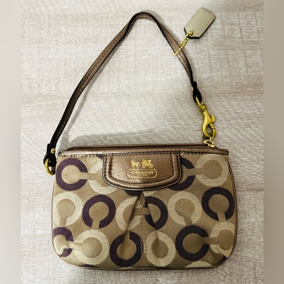 Vintage Coach Metallic Bronze and Beige Wristlet – Like New - Picture 2 of 7